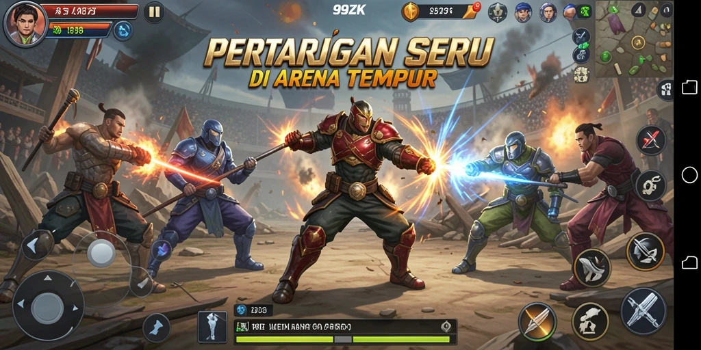 Tampilan seru pertarungan di 99ZK dengan efek visual yang menakjubkan.