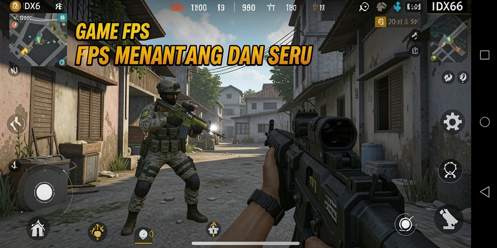 Screenshot utama IDX66 menampilkan aksi gameplay FPS yang menegangkan.