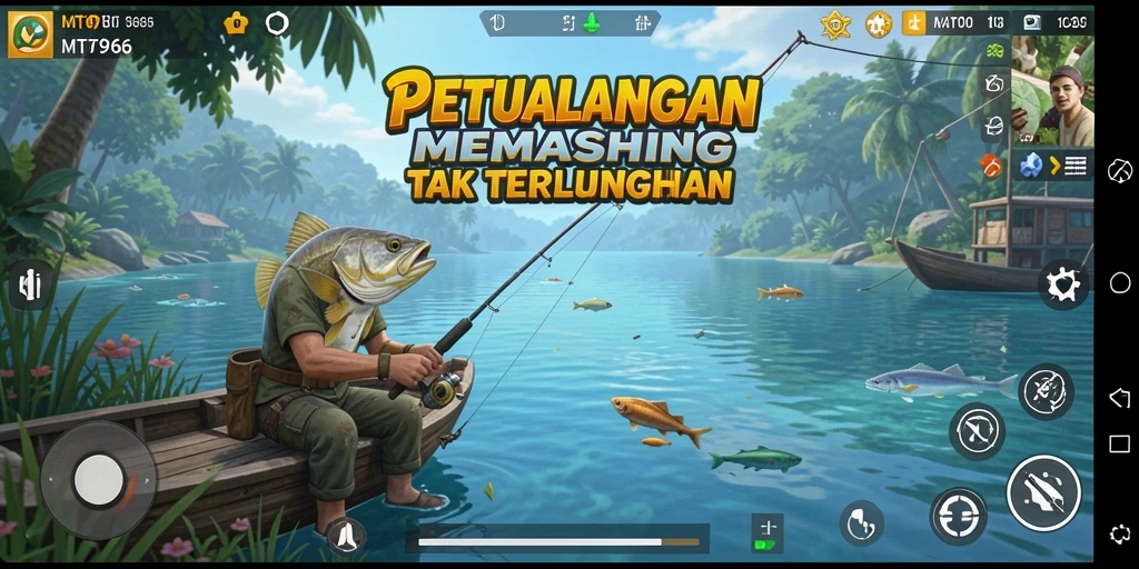 Gameplay memancing yang mendebarkan di MT966 dengan berbagai spesies ikan.