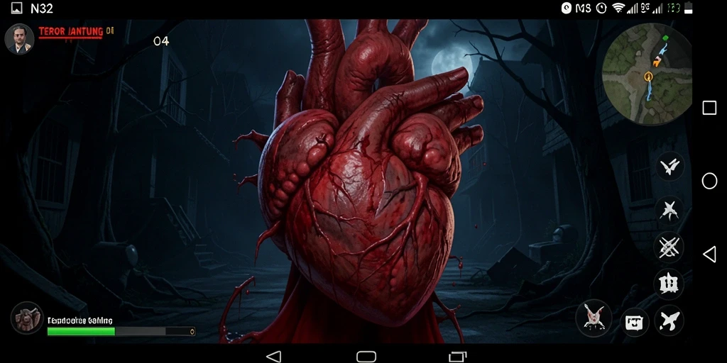 Screenshot gameplay N32 menampilkan suasana menegangkan dan kegelapan yang menghantui.